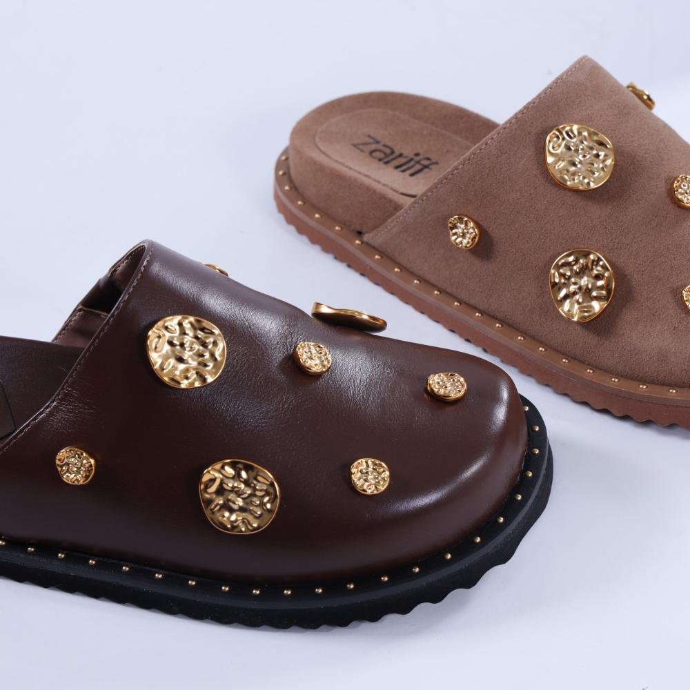 Mule Feminino Zariff com Detalhes em Metal 2106-6686 Brown Marrom 3
