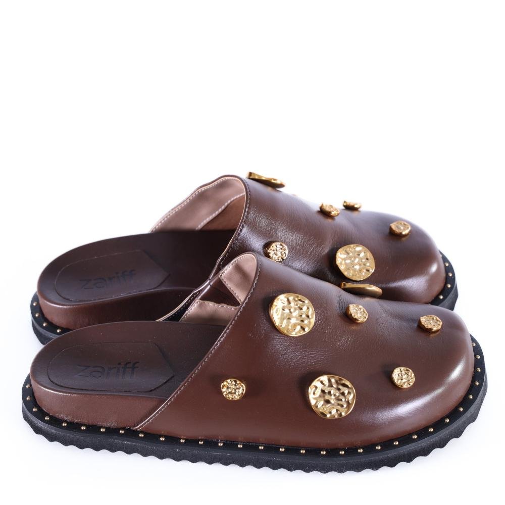 Mule Feminino Zariff com Detalhes em Metal 2106-6686 Brown Marrom 4