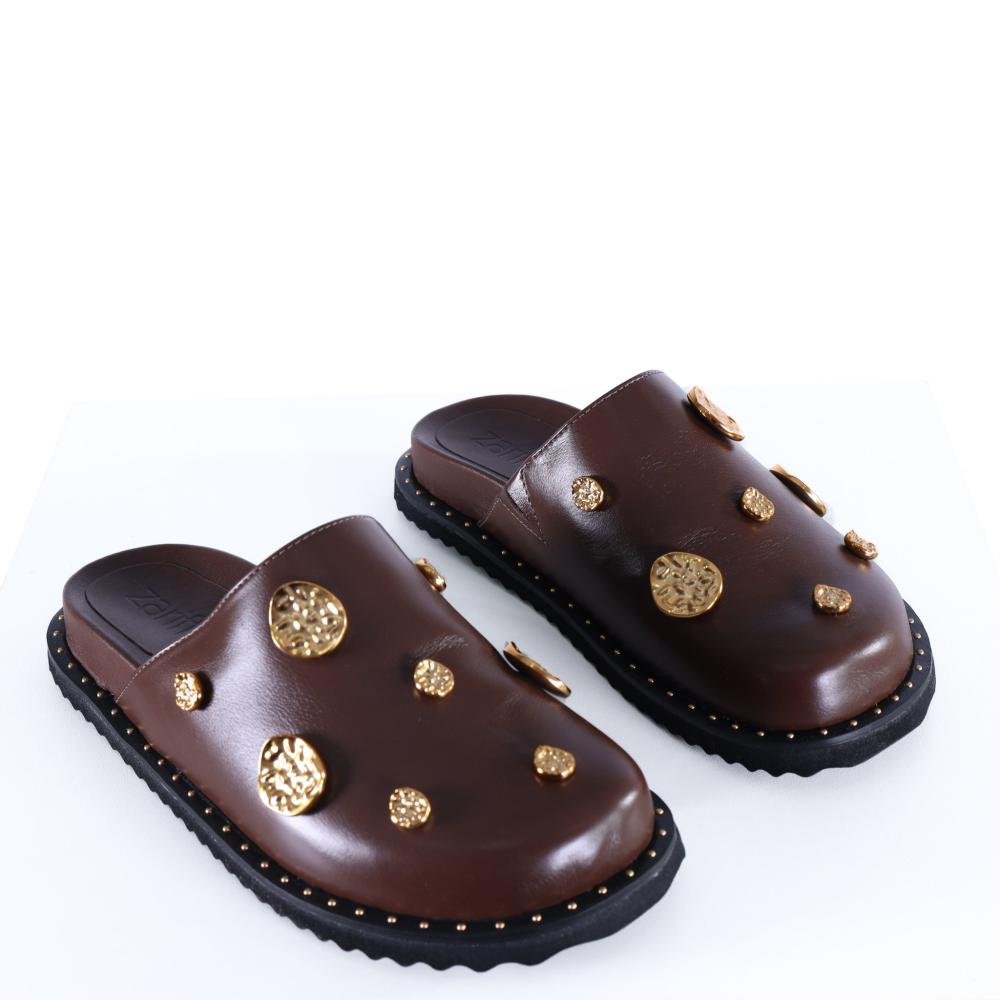 Mule Feminino Zariff com Detalhes em Metal 2106-6686 Brown Marrom 5