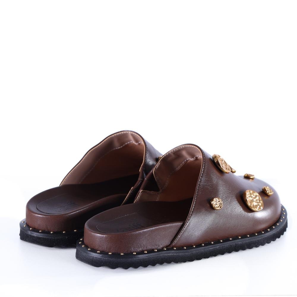 Mule Feminino Zariff com Detalhes em Metal 2106-6686 Brown Marrom 7