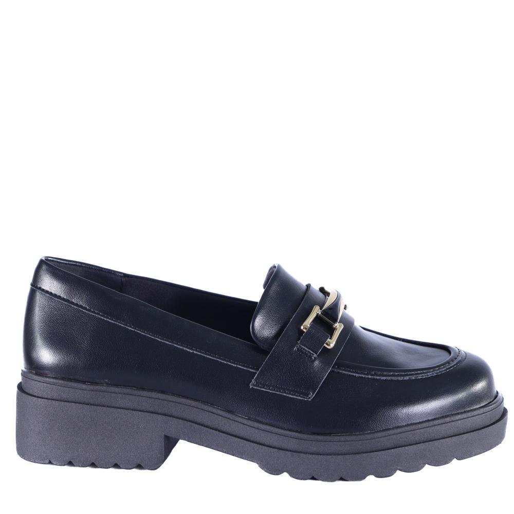Mocassim Feminino Via Marte Solado Tratorado 246-004 Preto Preto 1
