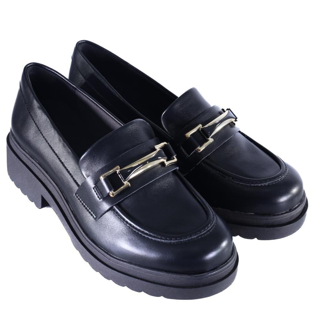 Mocassim Feminino Via Marte Solado Tratorado 246-004 Preto Preto 3