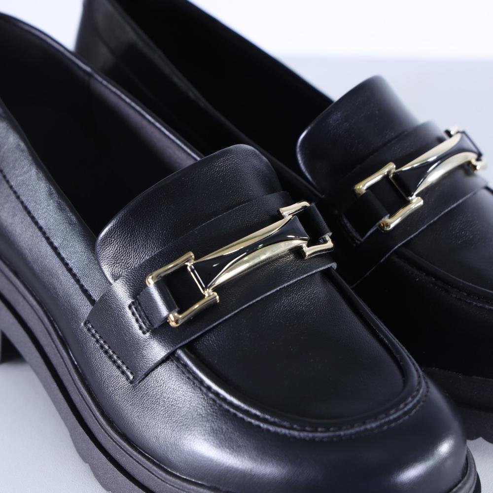 Mocassim Feminino Via Marte Solado Tratorado 246-004 Preto Preto 4