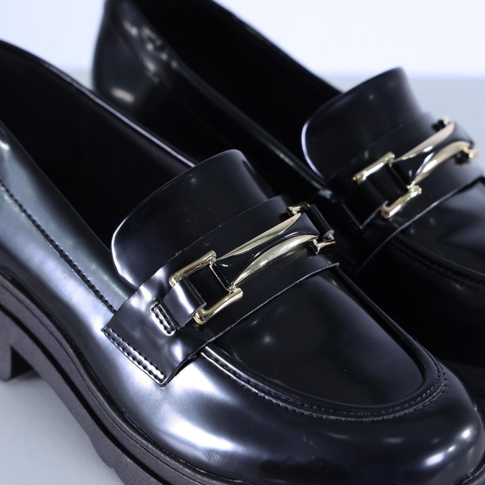 Mocassim Feminino Via Marte Solado Tratorado 246-004 Preto Box Preto 4