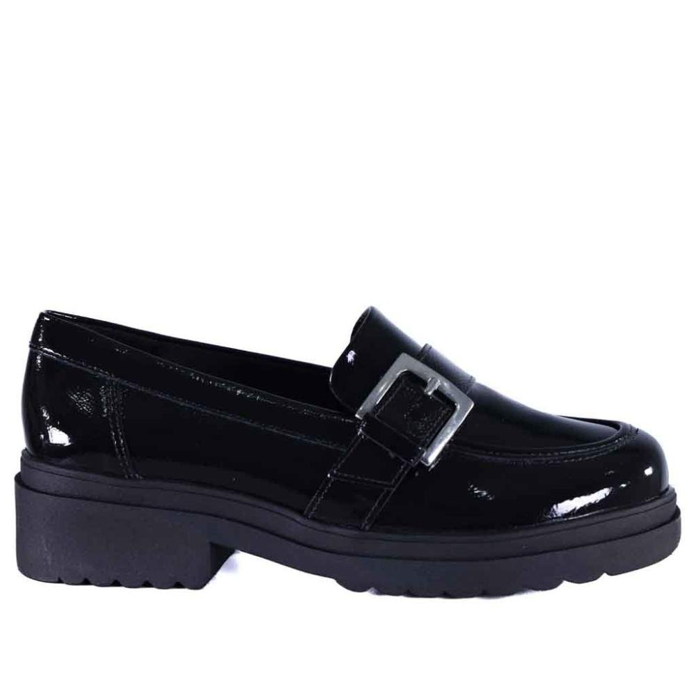 Mocassim Via Marte Feminino 246-001 Preto Verniz Preto 1