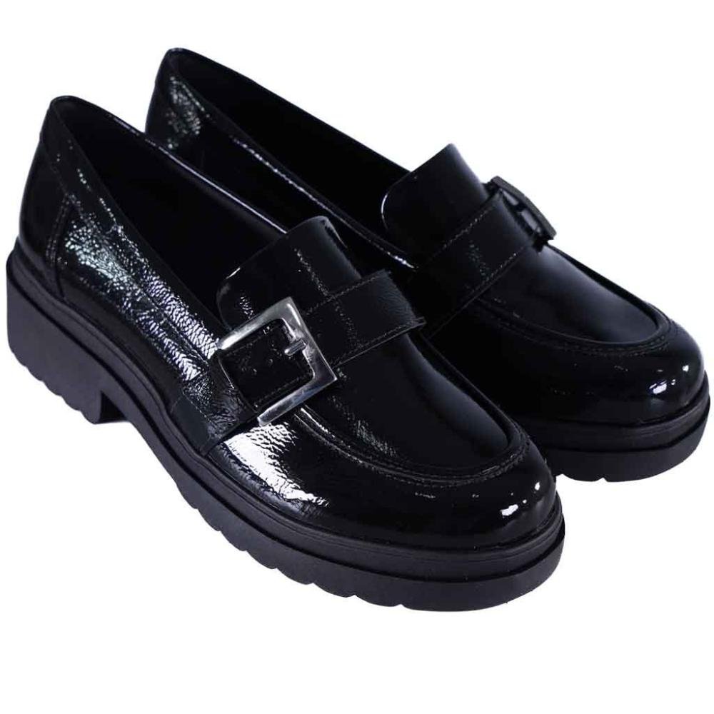 Mocassim Via Marte Feminino 246-001 Preto Verniz Preto 3
