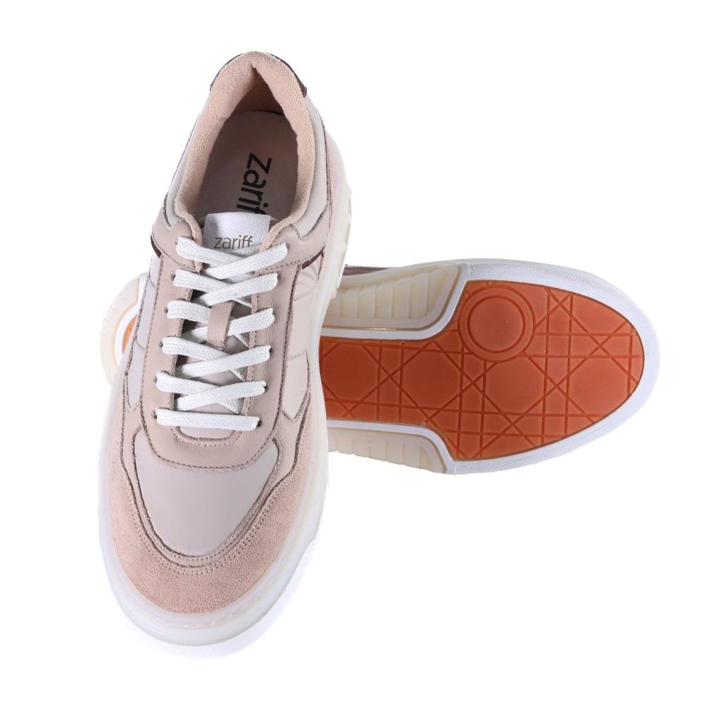 Tênis Casual Masculino em Couro Zariff Rck008 Sand Bege 4