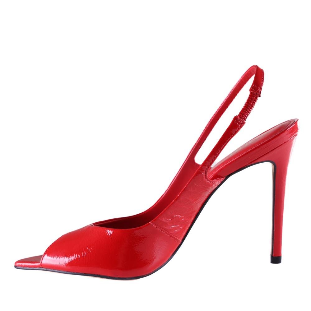 Peep Toe Slingback Zariff Salto Fino 7300016 Vermelho Verniz Vermelho 2