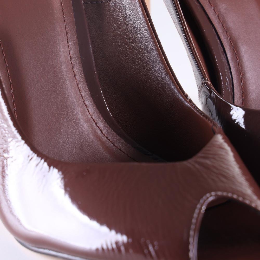 Peep Toe Slingback Zariff Salto Fino 7300016 Cafe/Verniz Cafe/Verniz 4
