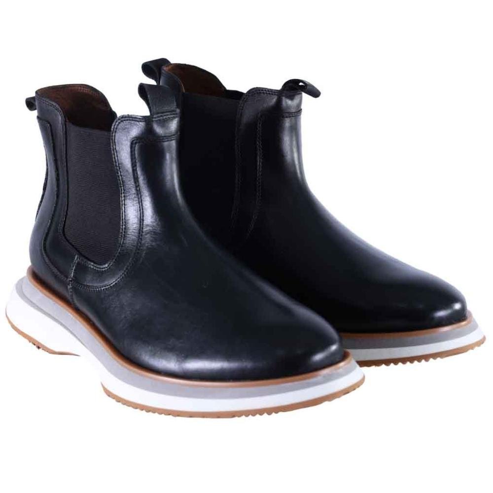 Bota Chelsea Masculina em Couro Zariff Lon022 Preto Preto 3