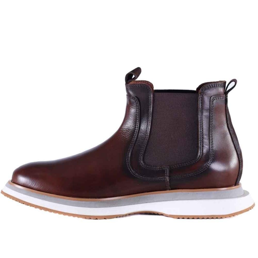 Bota Chelsea Masculina em Couro Zariff Lon022 Brown Brown 2