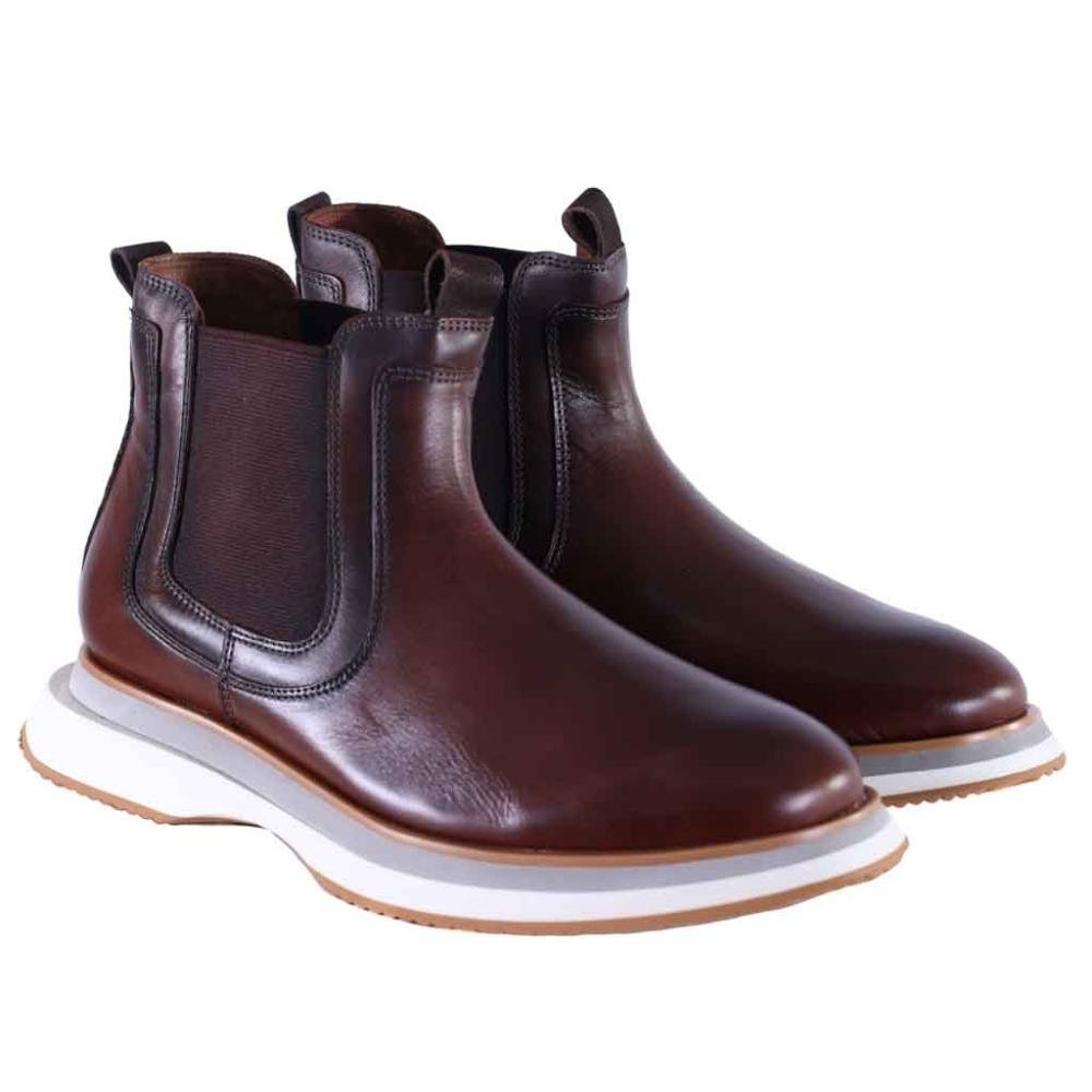 Bota Chelsea Masculina em Couro Zariff Lon022 Brown Brown 3