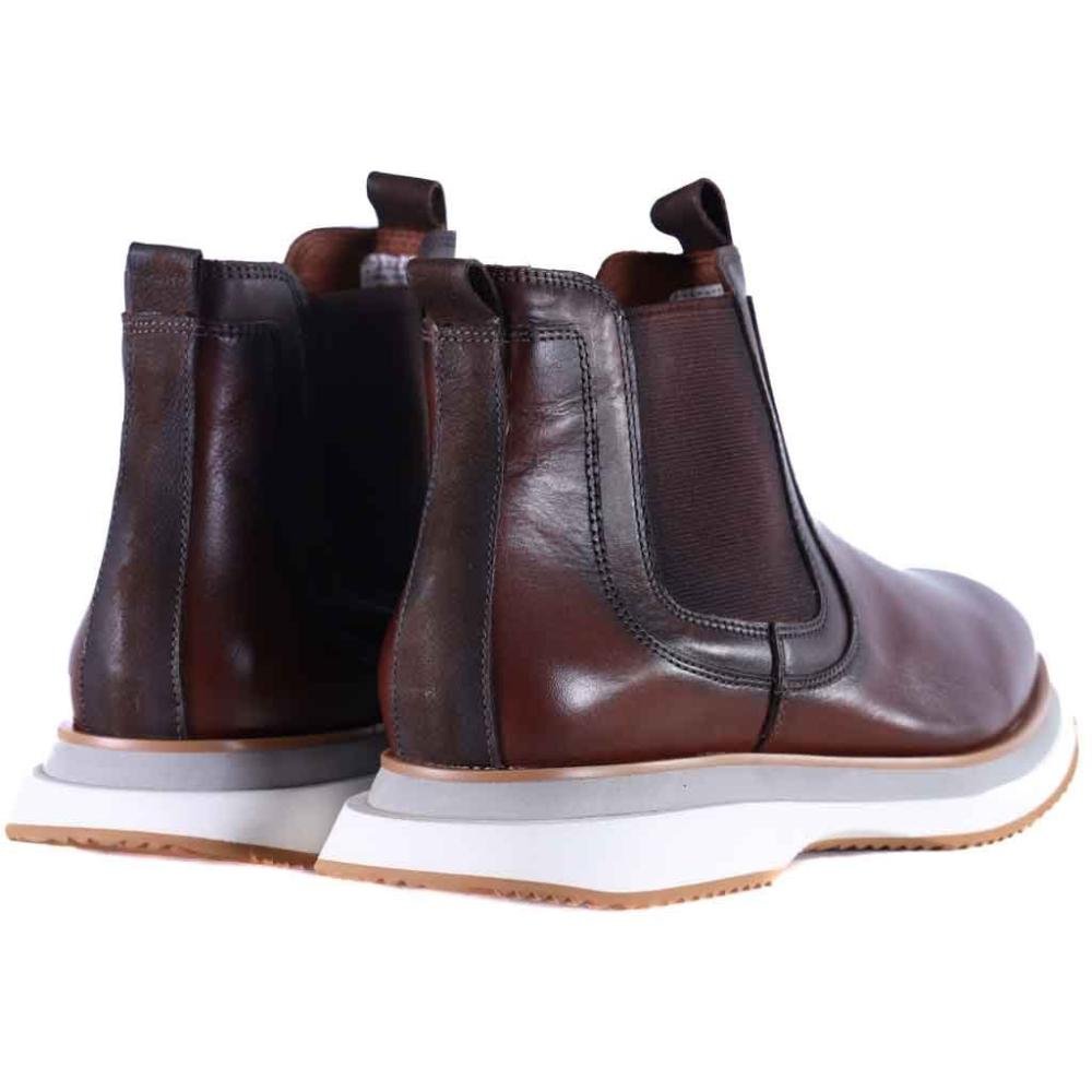 Bota Chelsea Masculina em Couro Zariff Lon022 Brown Brown 5