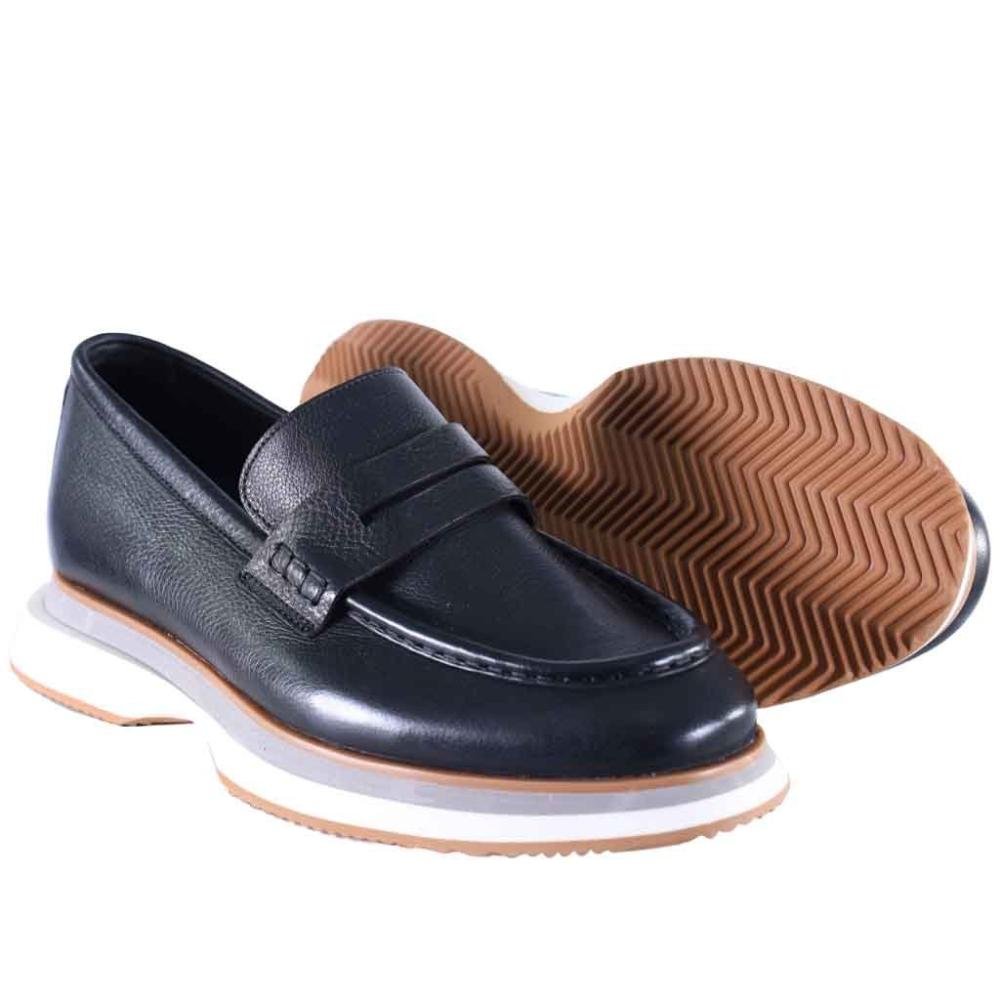 Mocassim Masculino em Couro Zariff Lon021 Preto Preto 4