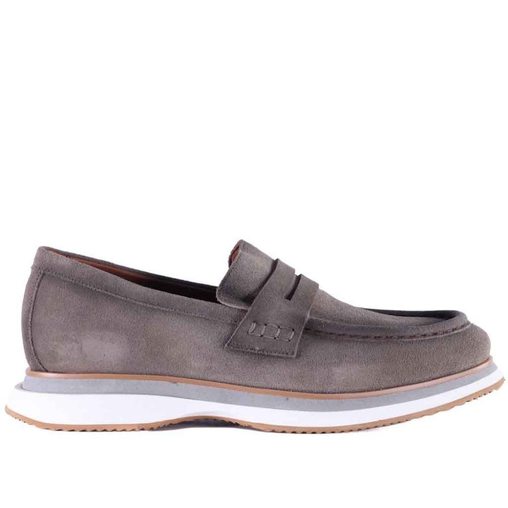 Mocassim Masculino em Couro Zariff Lon021 Gray Gray 1