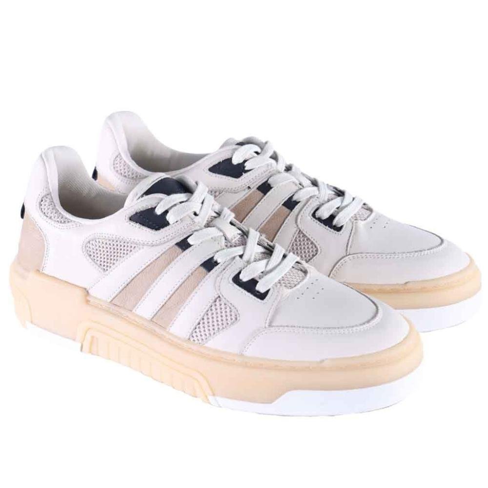 Tênis Casual Masculino em Couro Zariff Rck008 Off White White 3