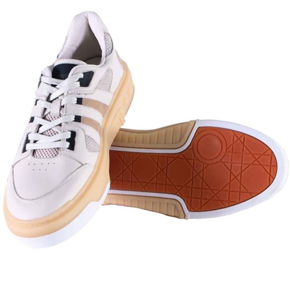Tênis Casual Masculino em Couro Zariff Rck008 Off White White 4