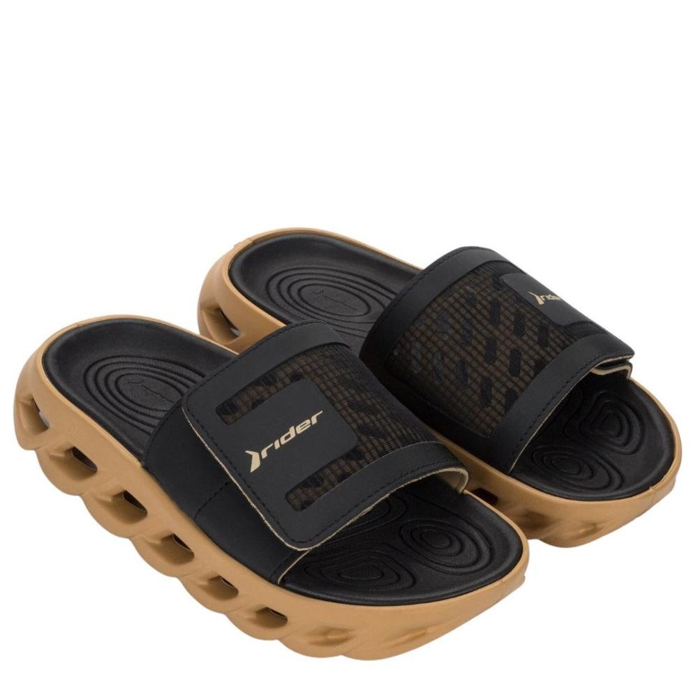 Chinelo Rider Masculino Slide R Power 12444. Bege/Preto Preto/Marrom 2