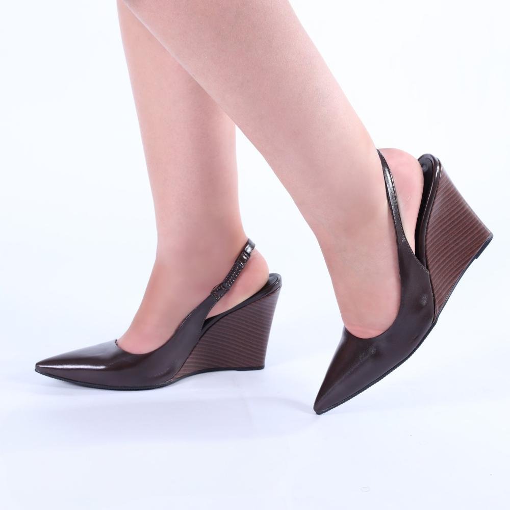 Scarpin Feminino Zariff Slingback com Salto Anabela 4634-89161 Marrom Marrom 2