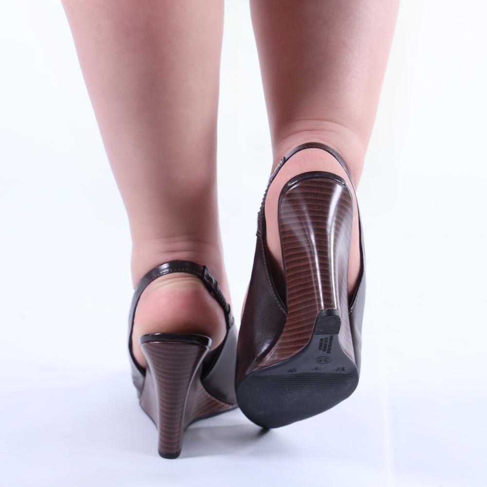 Scarpin Feminino Zariff Slingback com Salto Anabela 4634-89161 Marrom Marrom 6