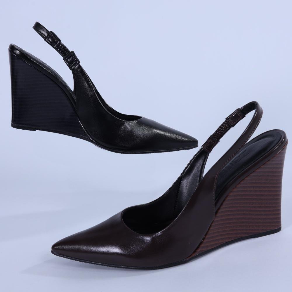 Scarpin Feminino Zariff Slingback com Salto Anabela 4634-89161 Marrom Marrom 7