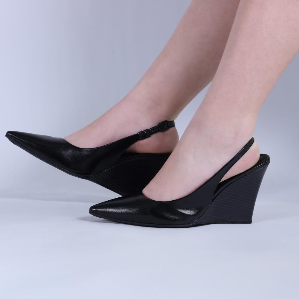 Scarpin Feminino Zariff Slingback com Salto Anabela 4634-89161 Preto Preto 4