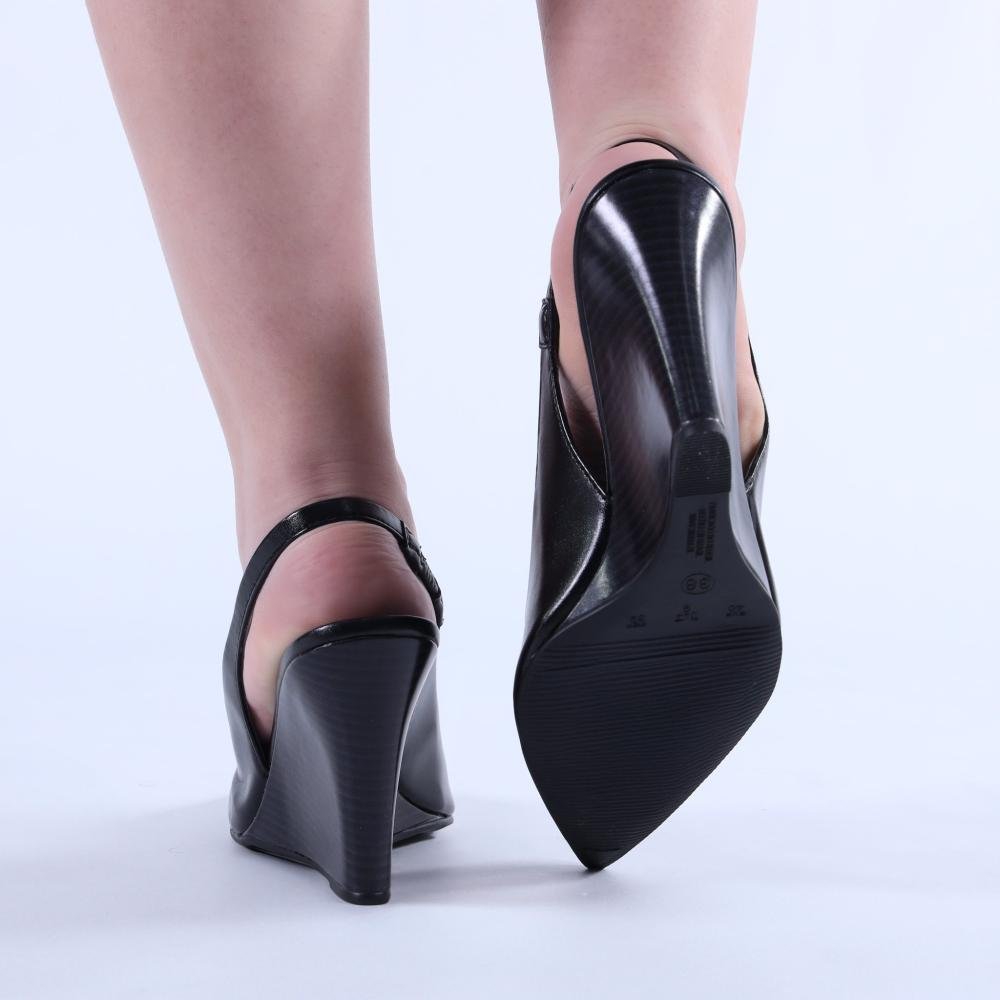 Scarpin Feminino Zariff Slingback com Salto Anabela 4634-89161 Preto Preto 6