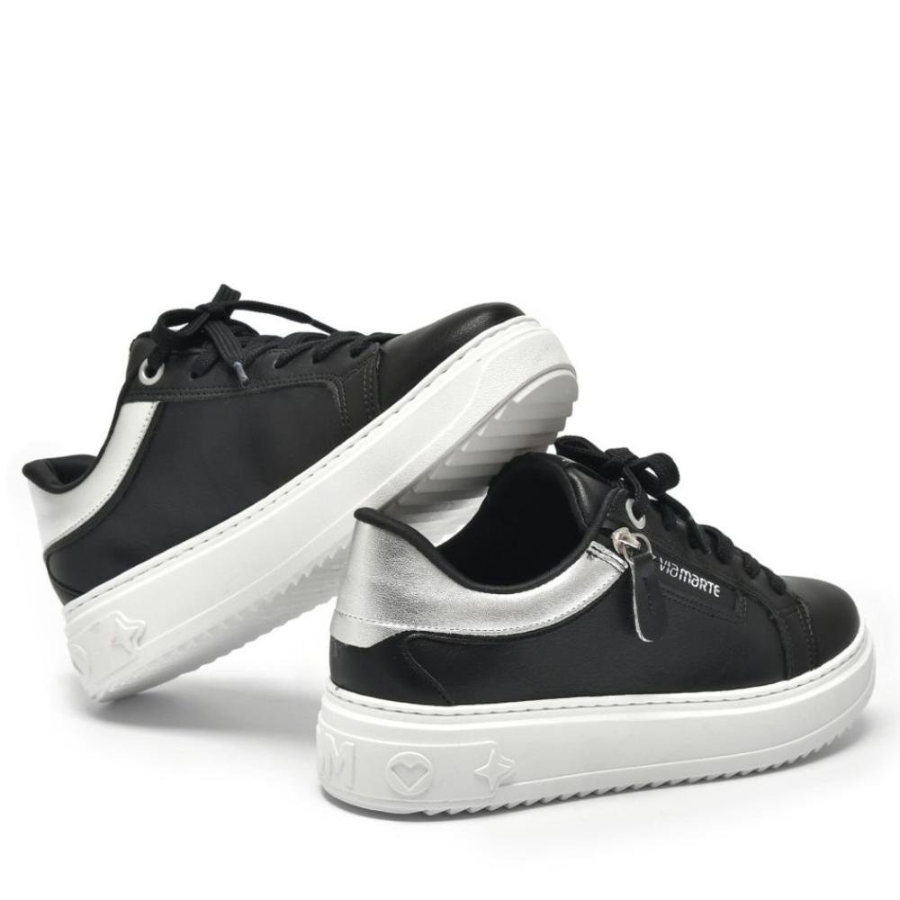Tênis Via Marte Feminino Casual 206-001 Preto/Prata Preto 4