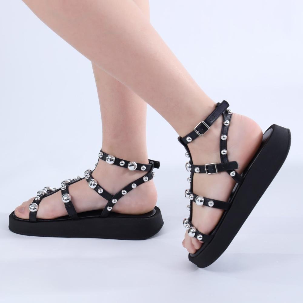 Sandália Feminina Papete Zariff com Maxi Esferas 2037-6488 Preto Preto 6