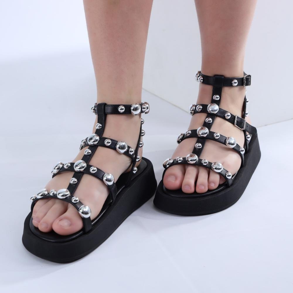 Sandália Feminina Papete Zariff com Maxi Esferas 2037-6488 Preto Preto 8