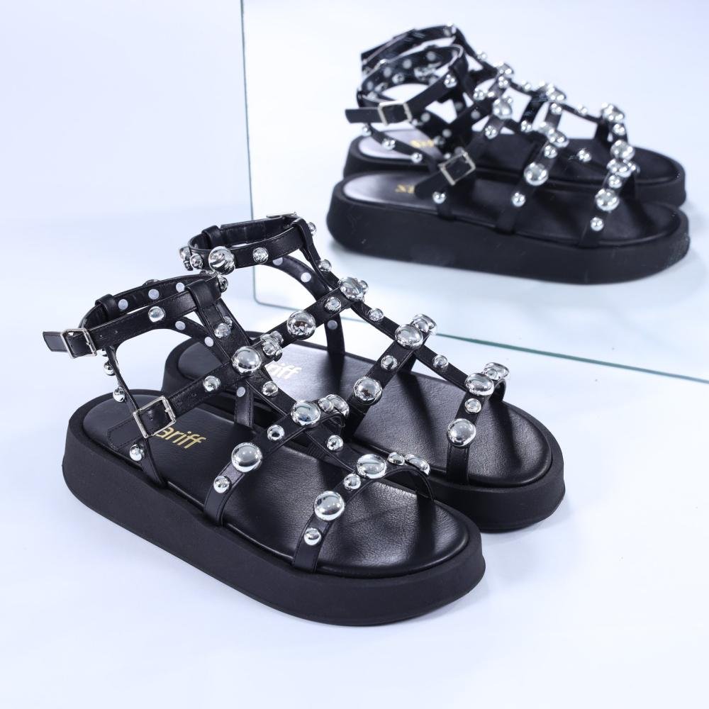 Sandália Feminina Papete Zariff com Maxi Esferas 2037-6488 Preto Preto 10
