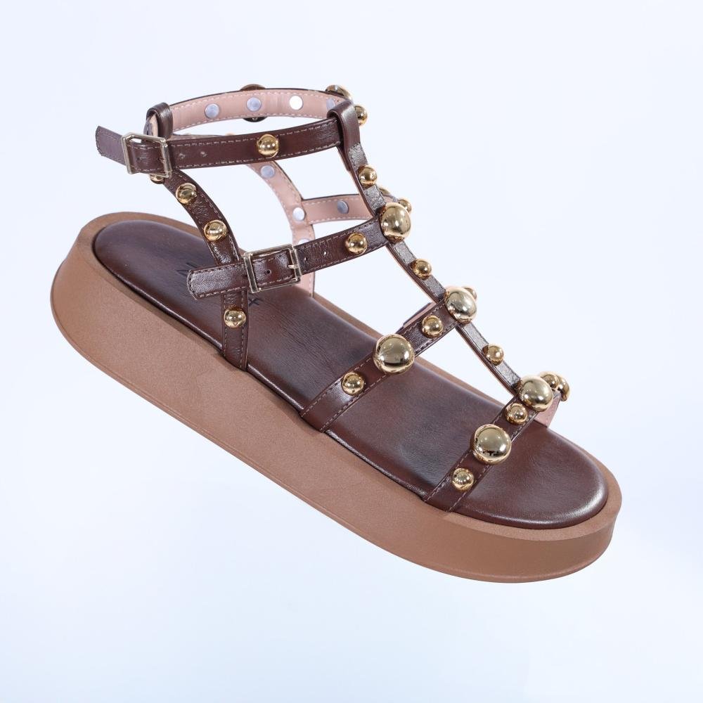 Sandália Feminina Papete Zariff com Maxi Esferas 2037-6488 Brown Marrom 4