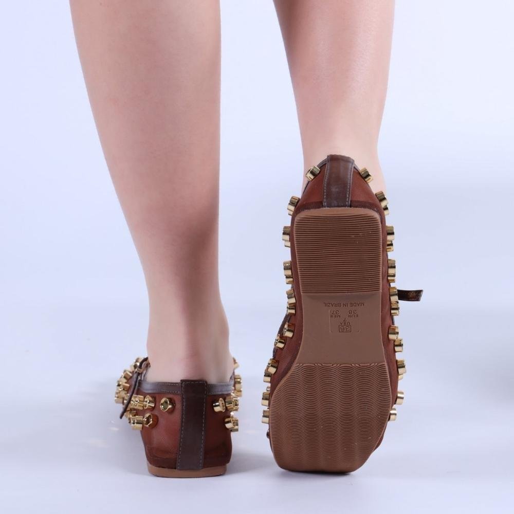 Sapatilha Feminina Zariff com Maxi Esferas 2017-6331 Brown Marrom 5