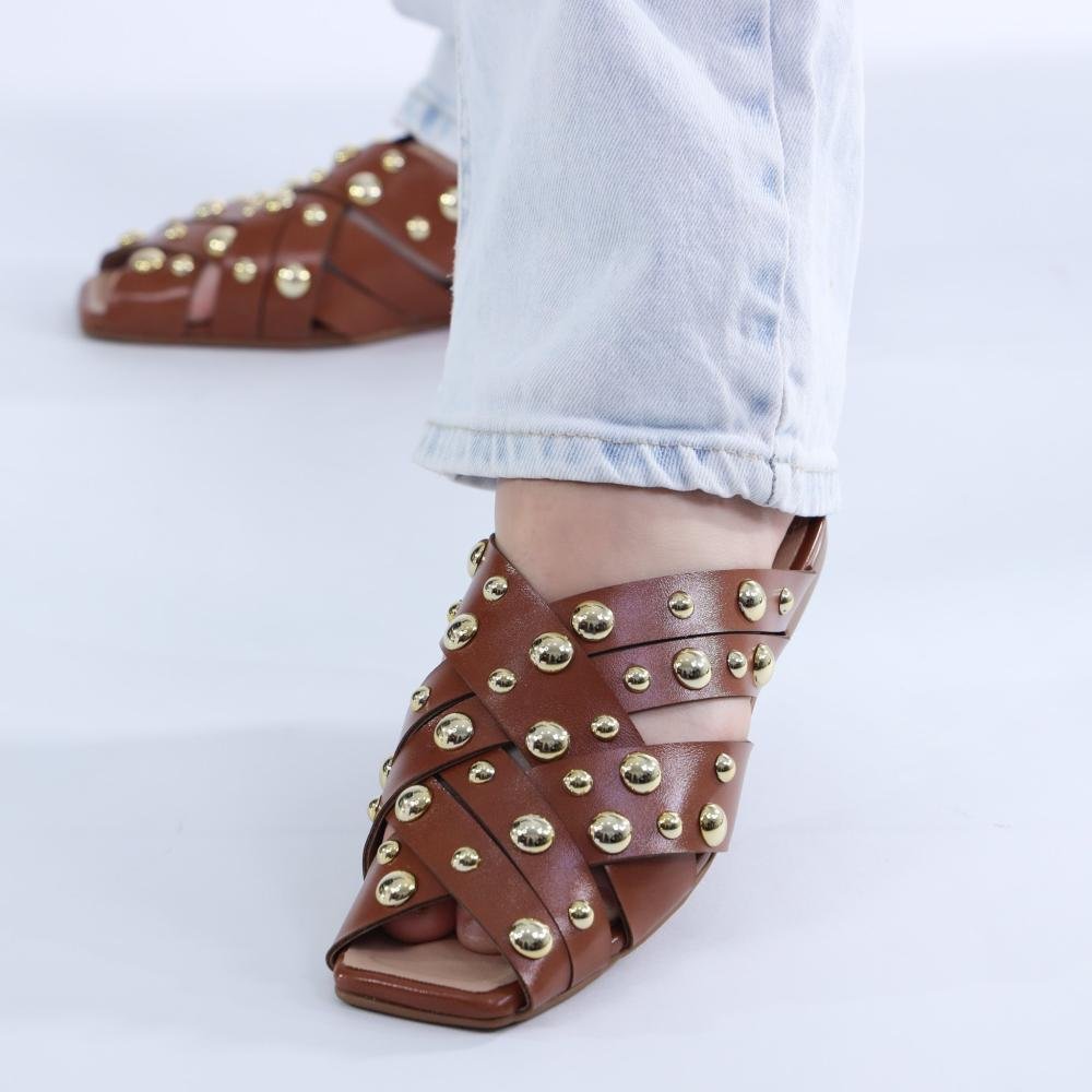 Mule Feminino Zariff com Maxi Esferas 50435-91095 Caramelo Marrom 2