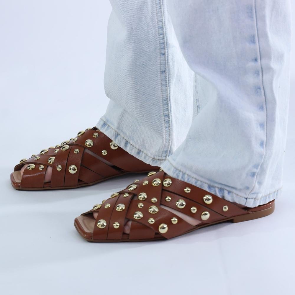 Mule Feminino Zariff com Maxi Esferas 50435-91095 Caramelo Marrom 4