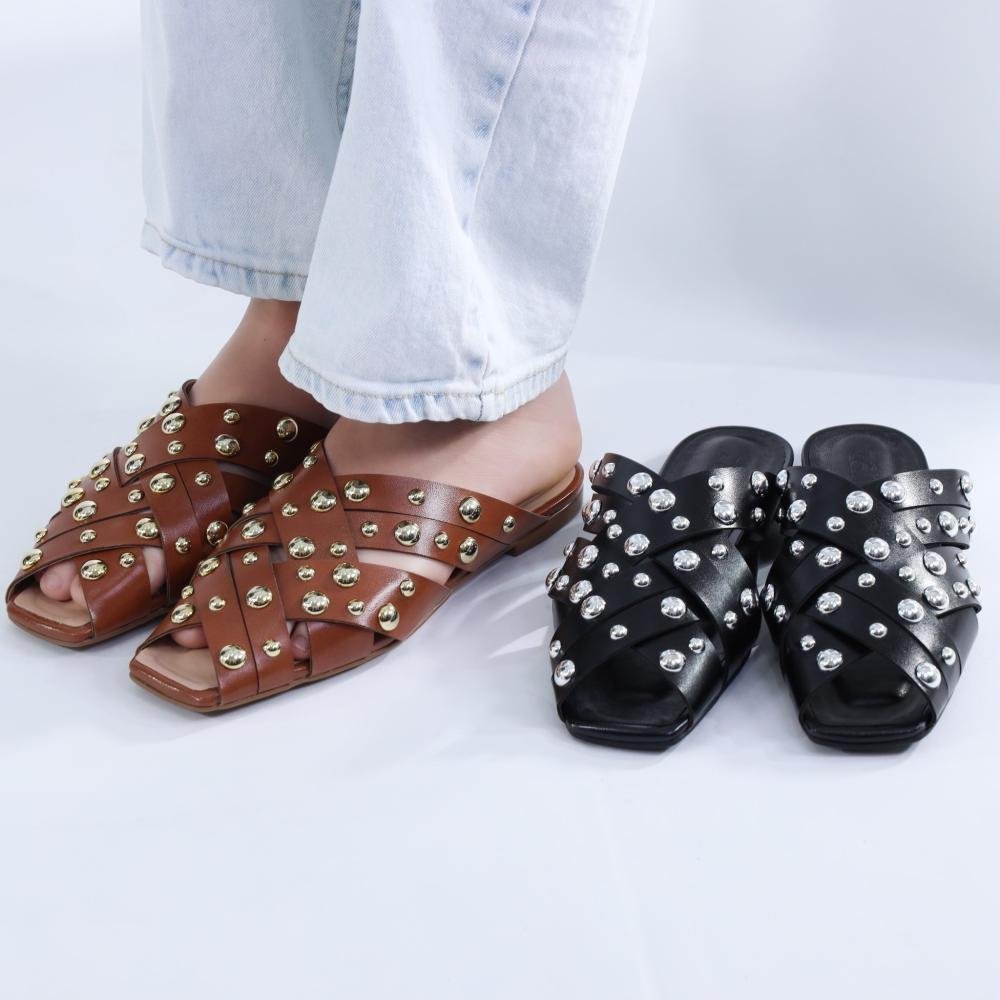 Mule Feminino Zariff com Maxi Esferas 50435-91095 Caramelo Marrom 9