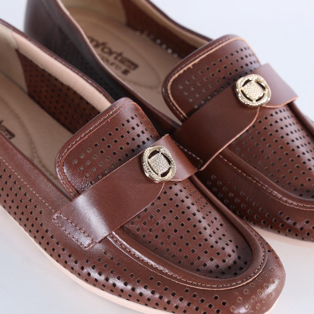 Sapatilha Feminina Mocassim Comfortflex 25-61332 Sella Marrom 4