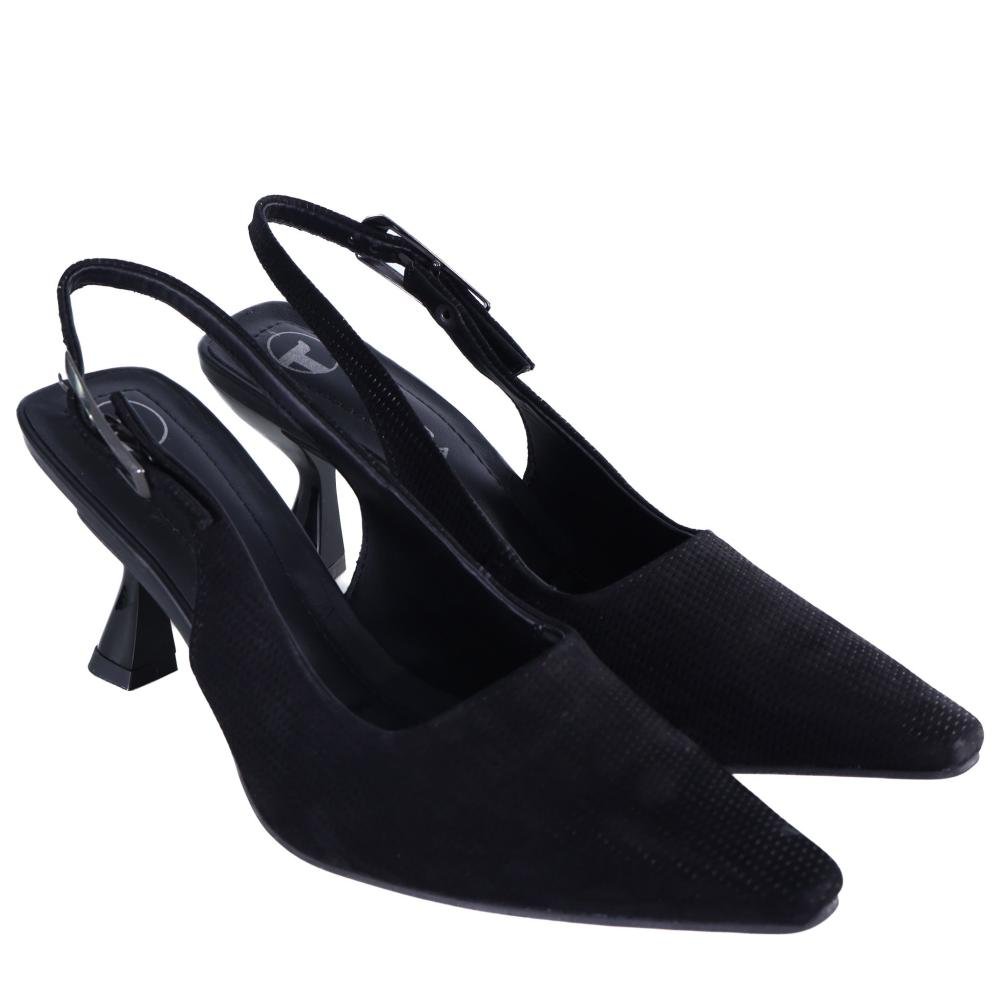 Scarpin Slingback Feminino Tanara T8861 Preto Preto 3