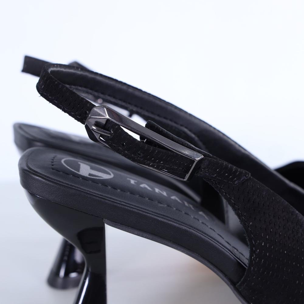 Scarpin Slingback Feminino Tanara T8861 Preto Preto 4