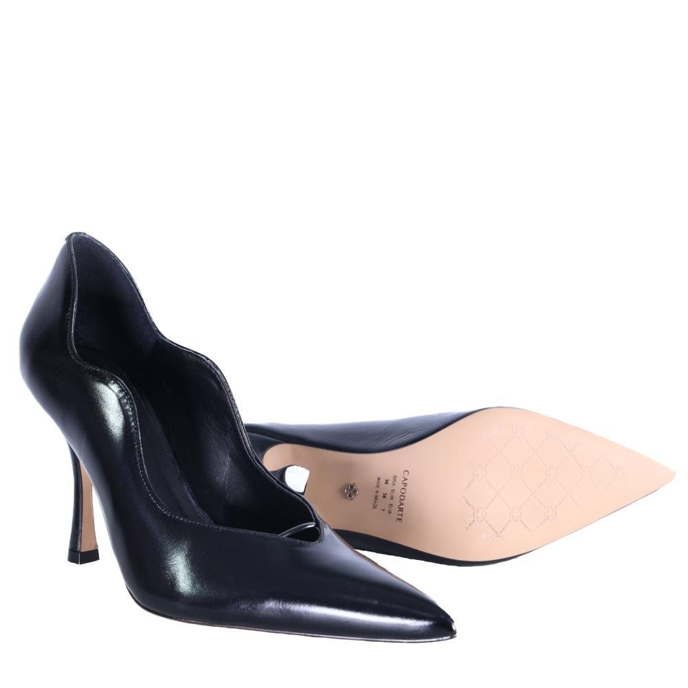 Scarpin Feminino Capodarte com Recorte Ondulado 4019332 Preto Preto 4