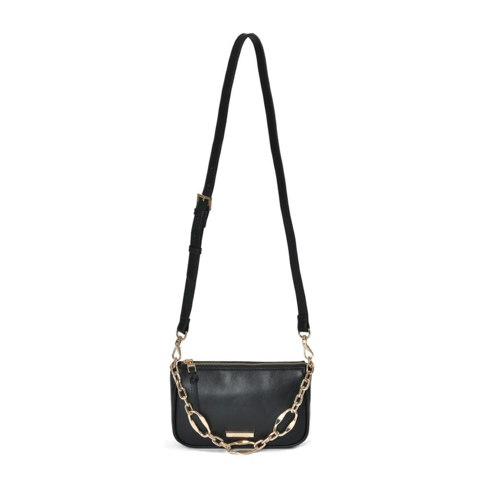 Bolsa Feminina Via Marte Crossbody com Corrente B1-216 Preto Preto 3