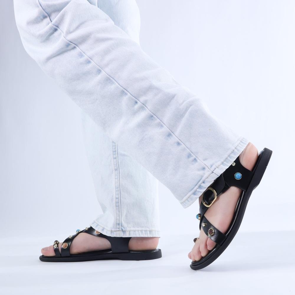 Sandália Feminina Zariff com Pedrarias 50464-90177 Preto Preto 2