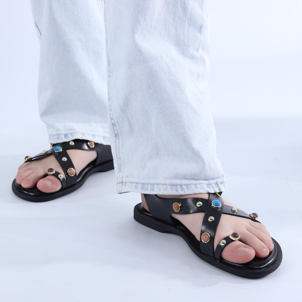 Sandália Feminina Zariff com Pedrarias 50464-90177 Preto Preto 3