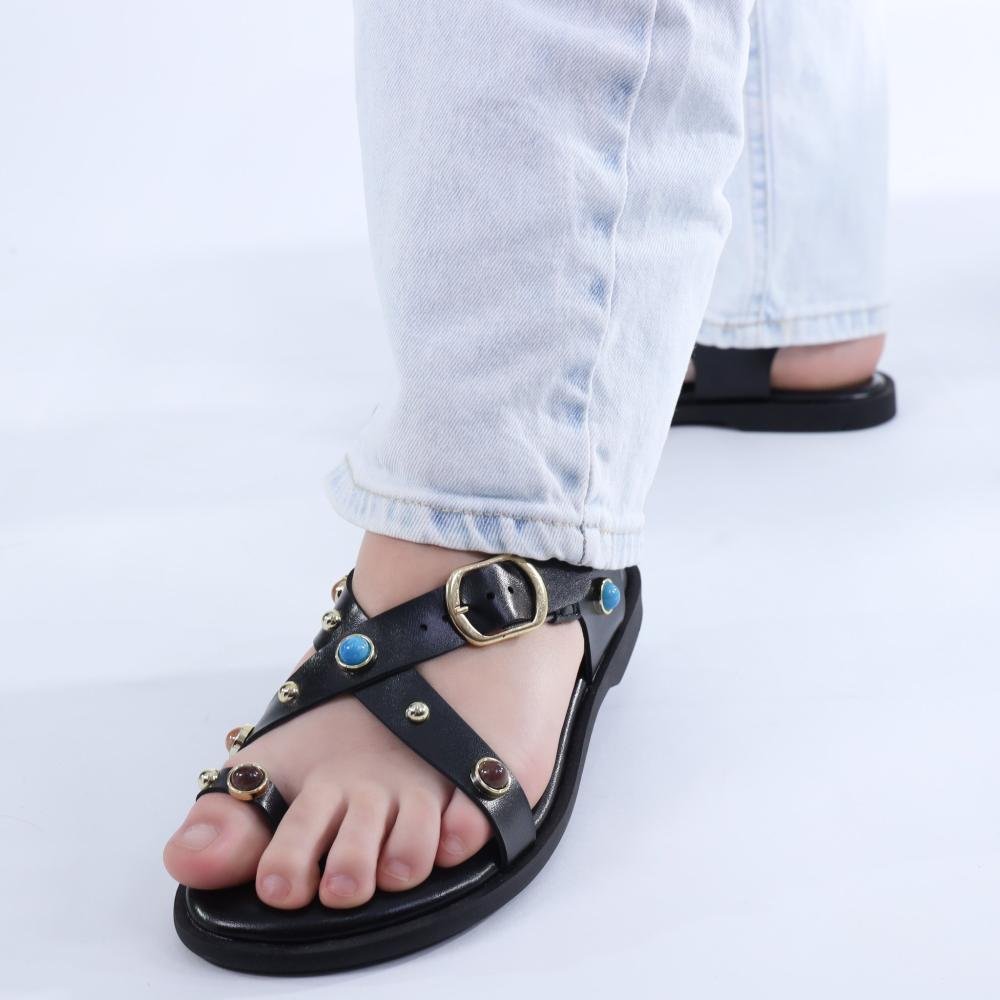 Sandália Feminina Zariff com Pedrarias 50464-90177 Preto Preto 4