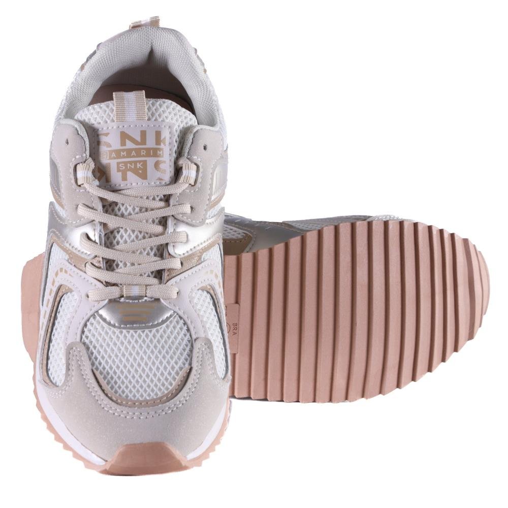 Tênis Feminino SNK Ramarim 25-95132 (Natural/Coconut) Branco/Prata/Bege 5