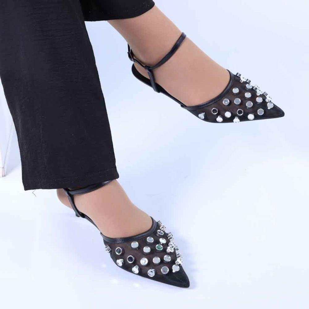 Scarpin Slingback Zariff com Maxi Esferas 2036-6330 Preto Preto 4