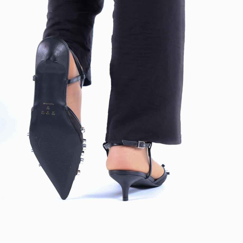 Scarpin Slingback Zariff com Maxi Esferas 2036-6330 Preto Preto 6