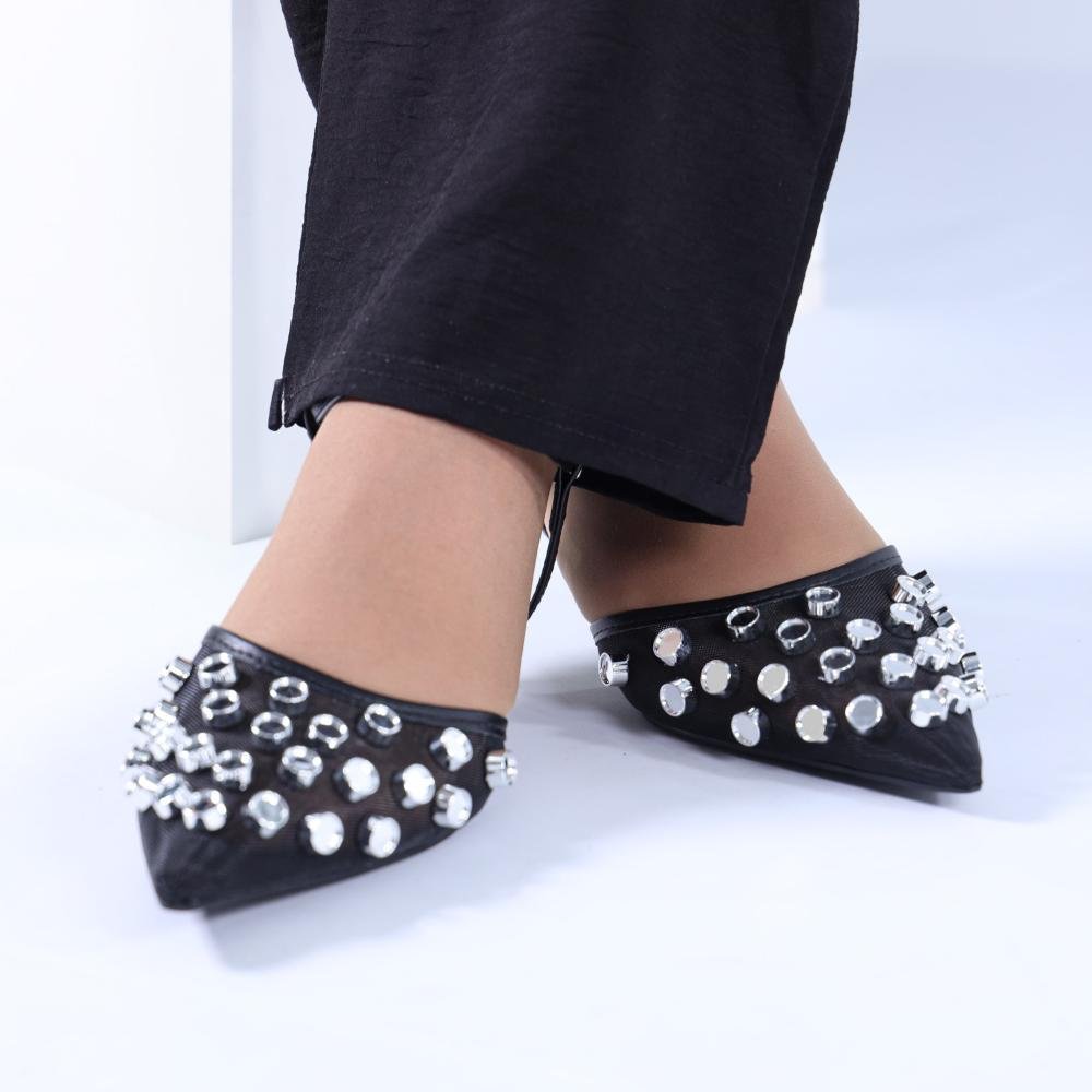 Scarpin Slingback Zariff com Maxi Esferas 2036-6330 Preto Preto 7