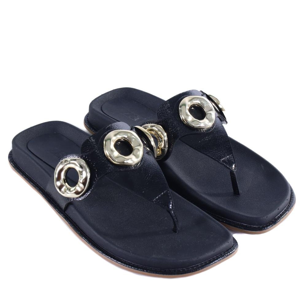 Papete Feminina Zariff 50471-90895 Verniz Preto Preto 2