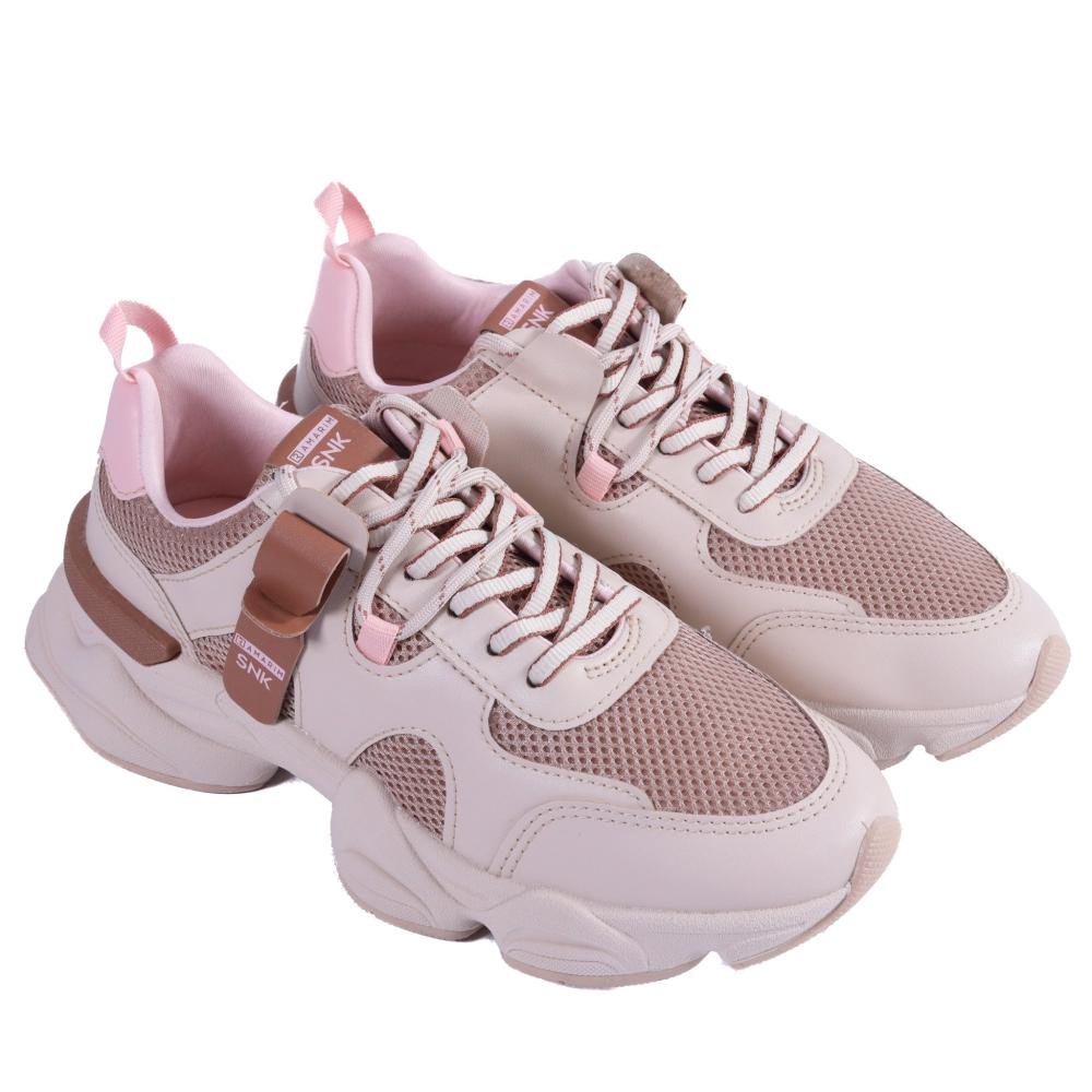 Tenis Ramarim SNK Feminino 25-90203 Creme/Mocca Rosa 3